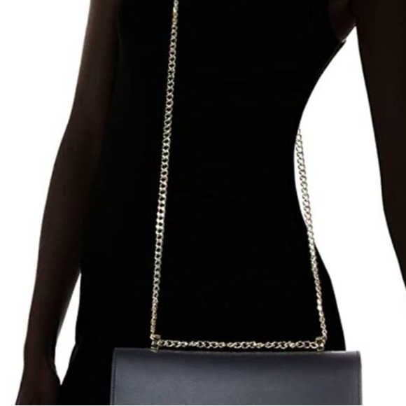 Zac Posen NWOT medium black Earthette Leather gold Chain Bag Accordion style - Picture 5 of 10